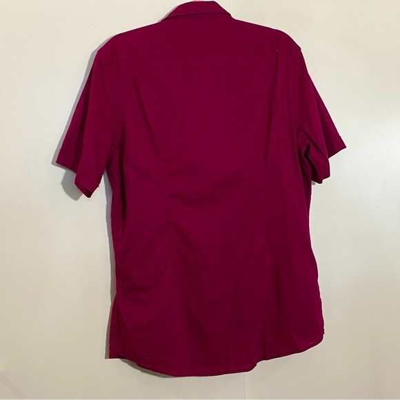 Mexx men burgundy button down preppy casual career work short sleeve shirt - Picture 5 of 8